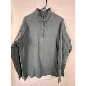Duluth Trading Co Pullover Mens LT Green Quarter Zip Ribbed Cotton Mock Neck